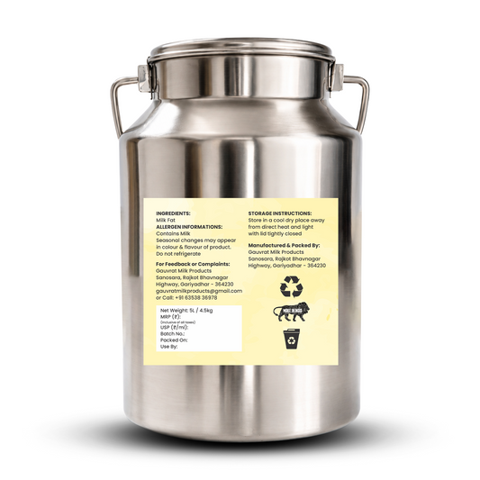 Gir Cow A2 Ghee – 5L (Stainless Steel Can)
