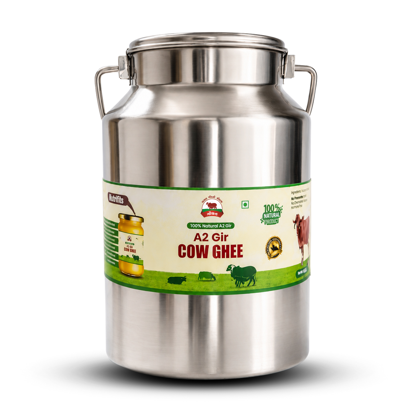 Gir Cow A2 Ghee – 5L (Stainless Steel Can) 